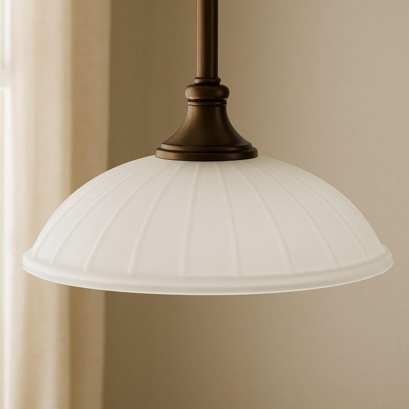 LIGHTACCENTS غطاء زجاجي بديل لمصابيح السقف والمعلقات، زجاج قبة مصنفر بقطر 12 بوصة، ثقب مركزي 1.65 بوصة للتعليق أو الإضاءة السقفية - Image 3